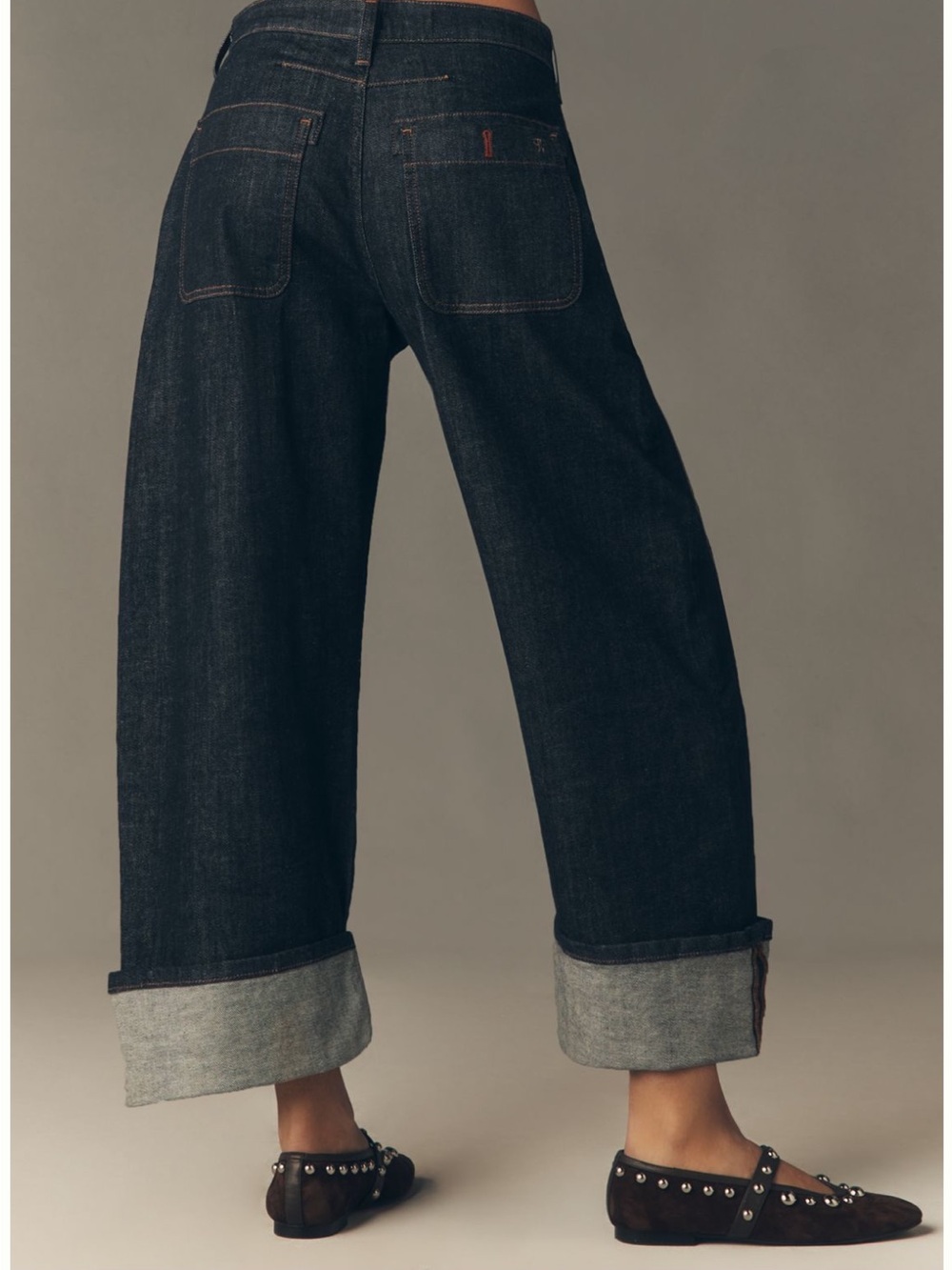 Pilcro Wide-Leg Dark Indigo Cuffed Jeans - Picture 3 of 8